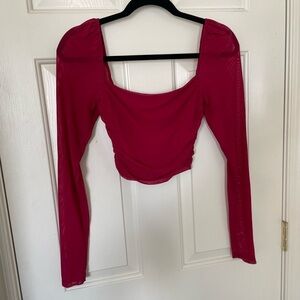 Princess Polly sheer red off the shoulder crop top small